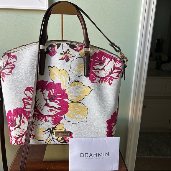VINTAGE BRAHMIN LARGE DUXBURY PINK YELLOW
DAHLIA FLORAL SHOULDER
BAG/PURSE-STRAP - Picture 6 of 13